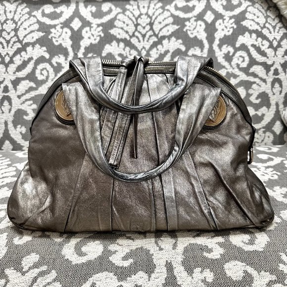 GUCCI $1595 Hysteria Metallic Bronze Leather Gold Hardware Tote Bag - Picture 4 of 10